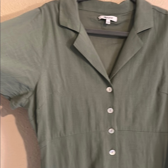 MADEWELL Sage Green Button-Down Midi Dress - Picture 4 of 5